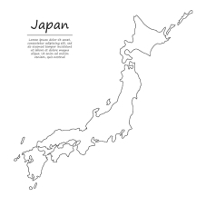 Простая контурная карта японии в стиле линии эскиза | Премиум векторы